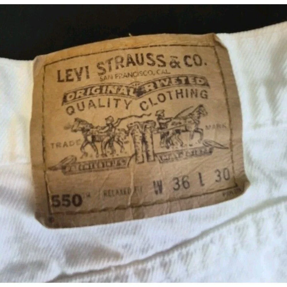 Vth 1996 Levi's 550 White Jeans Mens Size 36x30 Relaxed Slight Taper Made In USA